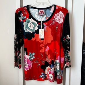 NWT * Johnny Was Henley Tee * X-Large * Gorgeous Colors *